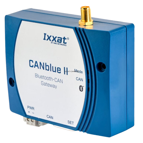 CANblue II Bluetooth-CAN Gateway, a versatile and cost-effective Bluetooth module for CAN systems that can be used with an external antenna. angled right