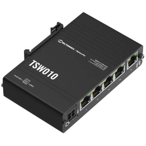 TSW010  Ethernet switch  with easy DIN rail bracket installation.